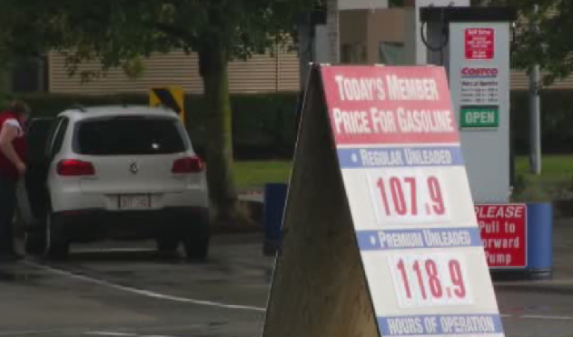 Price of gas in Abbotsford dropped to 107.9 at Costco on Monday.
