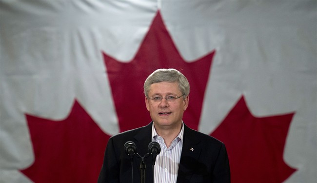 Canadian Prime Minister Stephen Harper speaks at an event Friday October 17, 2014 in Sault Ste Marie, Ontario.