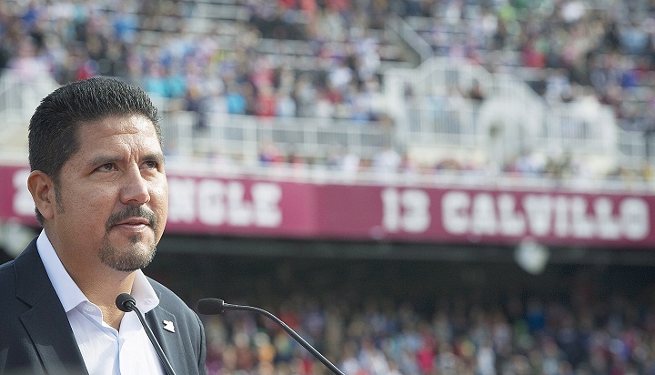 The Montreal Alouettes retired Anthony Calvillo's jersey prior to him starting his coaching career. October 13, 2014.
