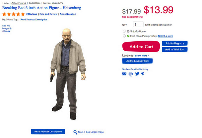 Toys 'R Us has agreed to pull Breaking Bad action figures, like this one, from its shelves. 