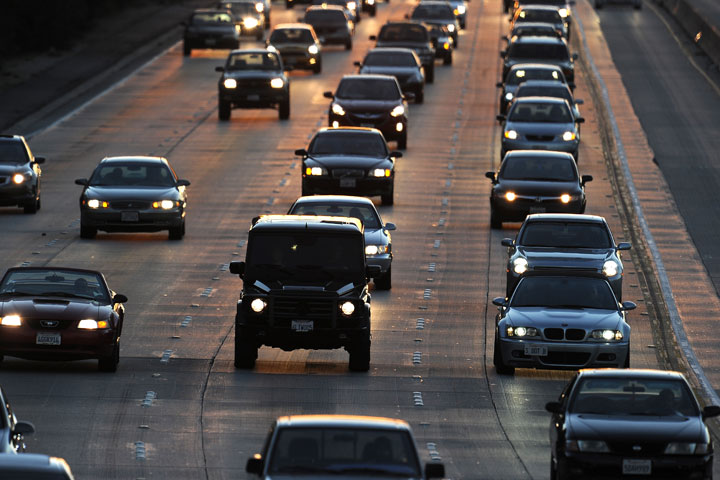 People drive on Highway 134 (Ventura Freeway) at the end of the evening rush hour in Glendale, California on September 3, 2010, before the start of the three-day Labor Day holiday weekend.
