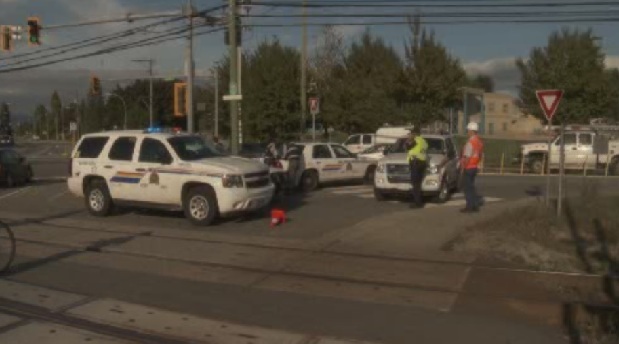 The scene where a woman was hit by a train and killed in Maple Ridge.