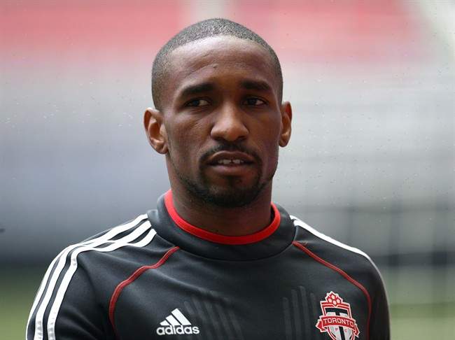 Toronto FC's Jermain Defoe takes part in practice in Vancouver on Tuesday, May 13, 2014.