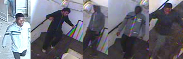 Police released images of five persons of interest in the double shooting outside of an Etobicoke school