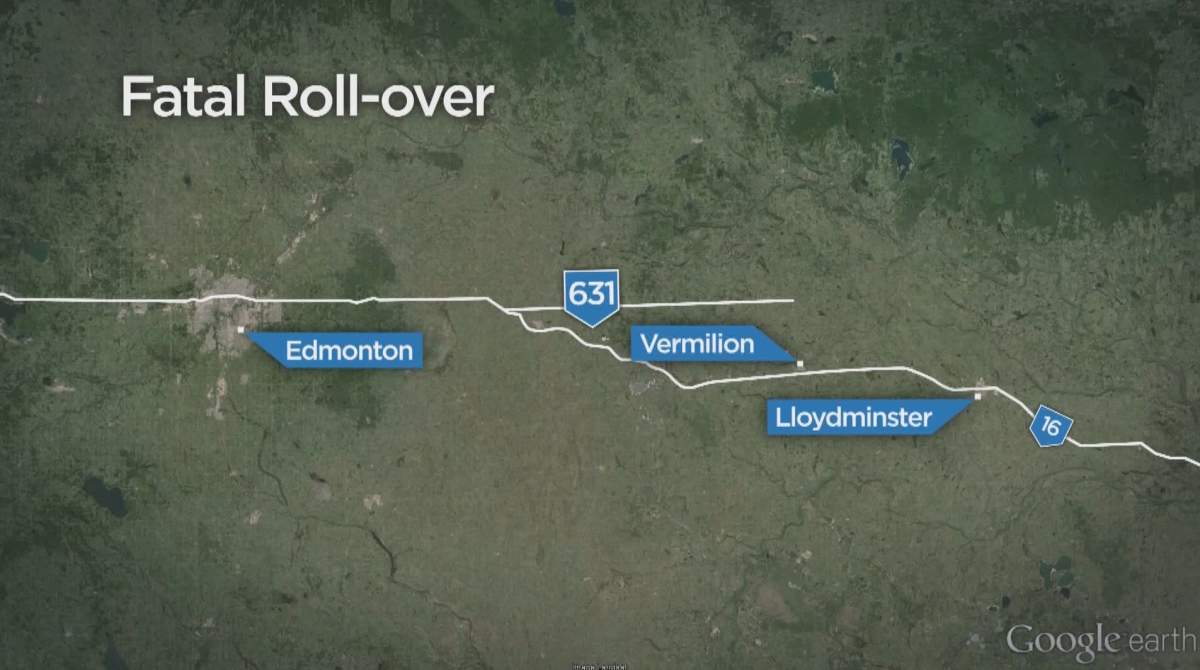 Map of area where a fatal rollover occurred on Sunday night. October 20, 2014.