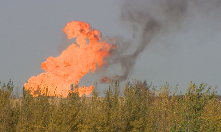Emergency services are attempting to contain a fire at the TransGas natural gas storage facility northeast of Saskatoon.