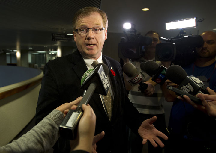Toronto city councillor Gary Crawford speaks to the media about the Rob Ford situation in Toronto, Ontario Friday, November 8, 2013.