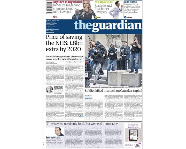 PHOTOS: Newspaper front pages day after Ottawa came under attack - image