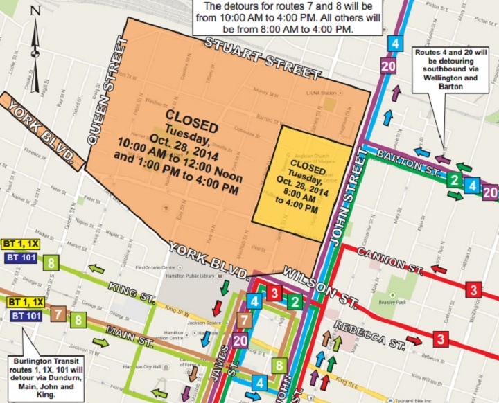Road closures in Hamilton for funeral service of Cpl. Nathan Cirillo