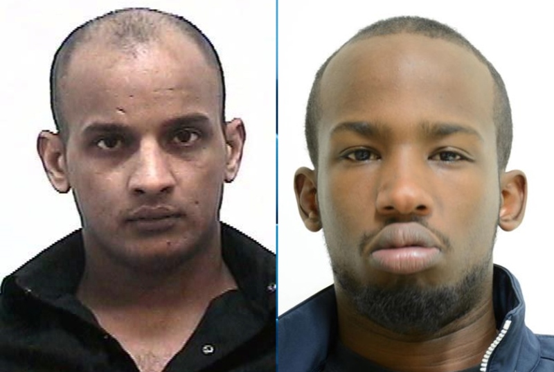 Warrants have been issued for Tusif Ur Rehman Chhina, 30, at left, and Mohamed Abdi Yusuf, 23, at right.