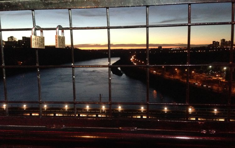 A couple of the love locks on Edmonton's High Level Bridge.