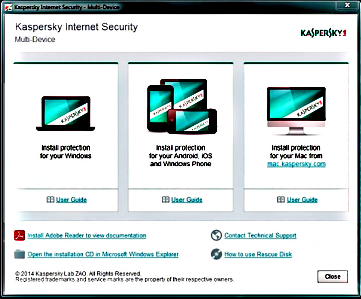 Kaspersky Internet Security easy multi device interface
