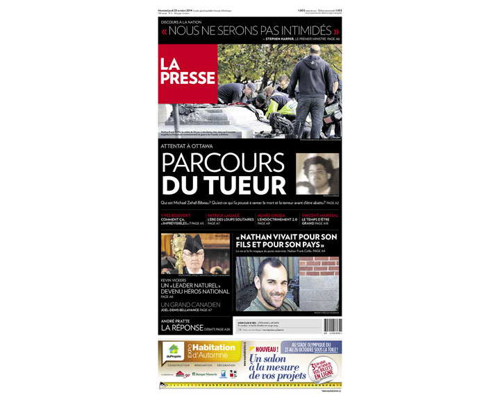 PHOTOS: Newspaper front pages day after Ottawa came under attack - image