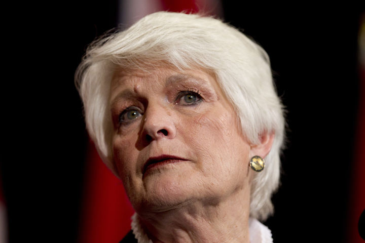 Liz Sandals walks away from reporters when asked about education spending