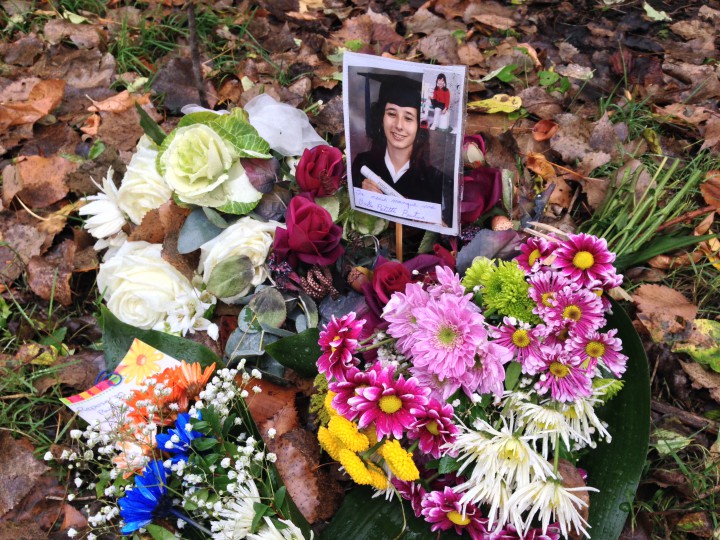 A memorial has been set up at the scene of the crime.