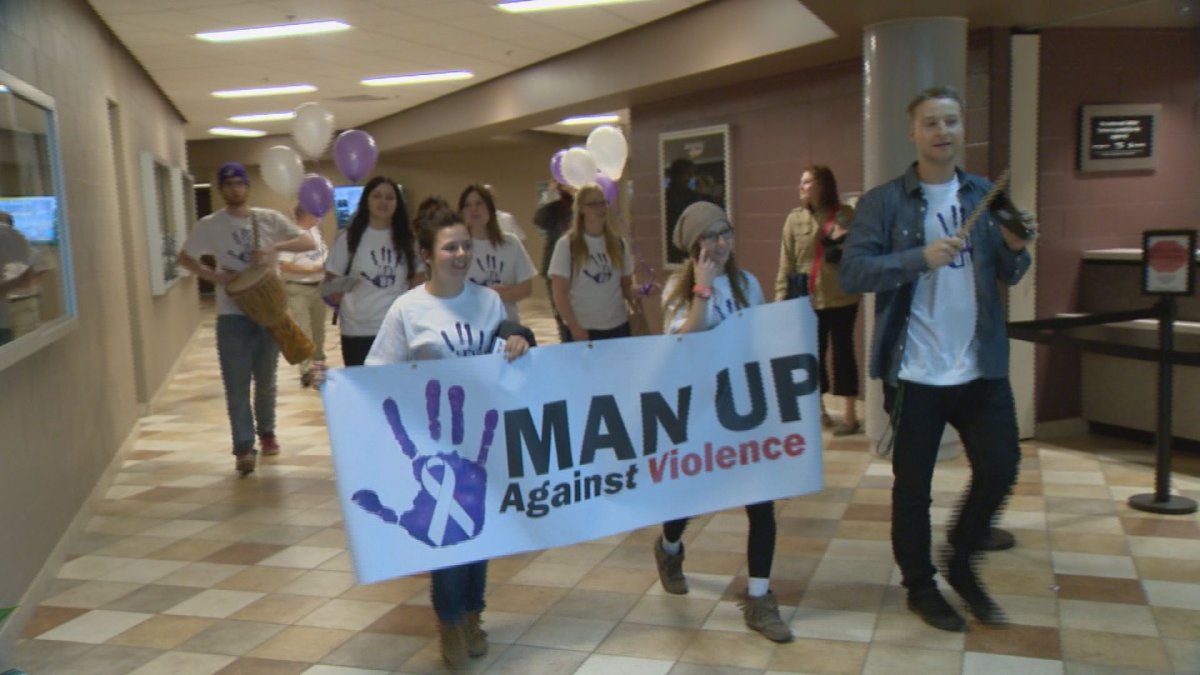 Students at the University of Regina are sending a message about what it means to "Man Up Against Violence.".