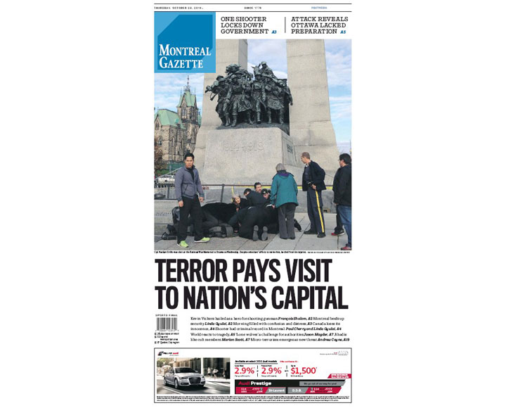 PHOTOS: Newspaper front pages day after Ottawa came under attack - image