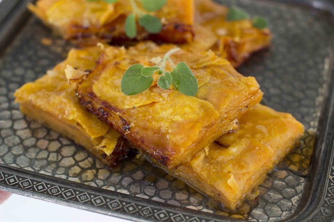 sweet potato tart with Parmesan and maple syrup