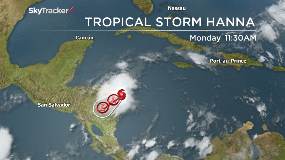 Tropical Storm Hanna is expected to weaken as it moves inland Monday afternoon.