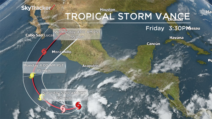 Tropical Storm Vance will take a turn back towards Mexico next week.