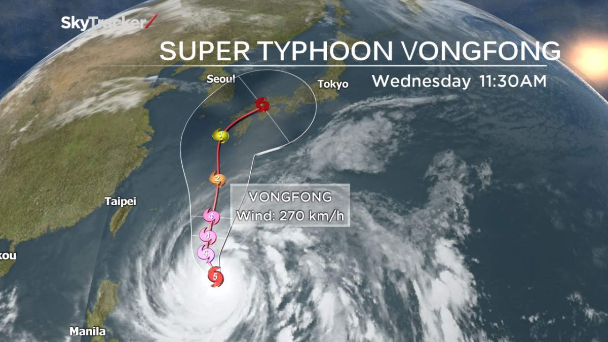 The path of Super Typhoon Vongfong