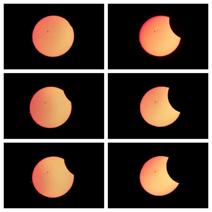 A sequence of photos taken during Thursday’s solar eclipse from Richmond Hill, Ontario.