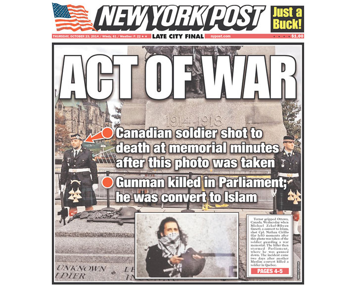 PHOTOS: Newspaper front pages day after Ottawa came under attack - image