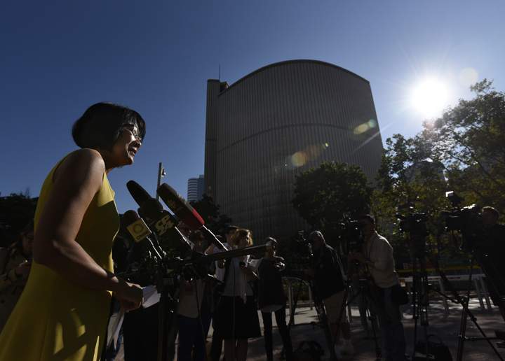 Toronto mayoral candidate Olivia Chow speaks at a press conference near city hall on Sept 25 2014.