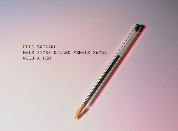 A 21-year-old murdered a 26-year-old female with a pen.