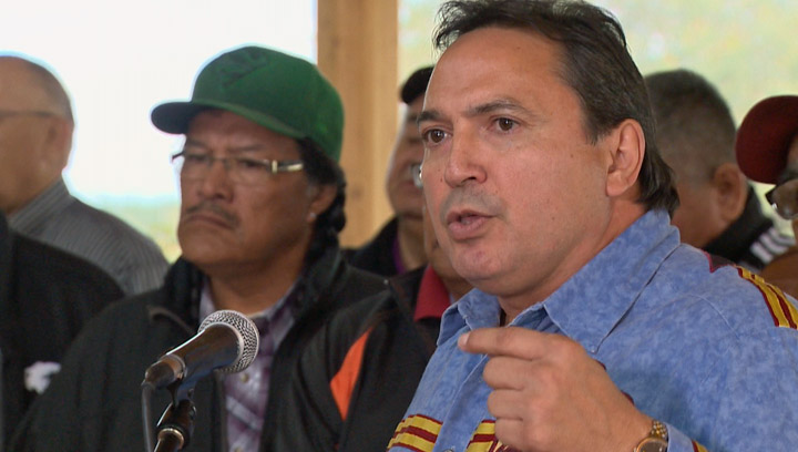 Perry Bellegarde, chief of the Federation of Saskatchewan Indian Nations, announces he is running to become chief of the Assembly of First Nations.