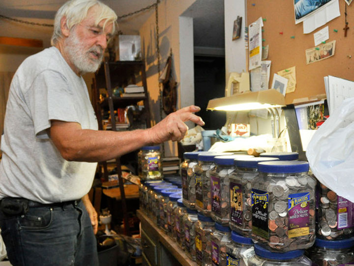 A retired Florida man collected $21,495 in change over 10 years by looking in car wash vacuums and vending machines.