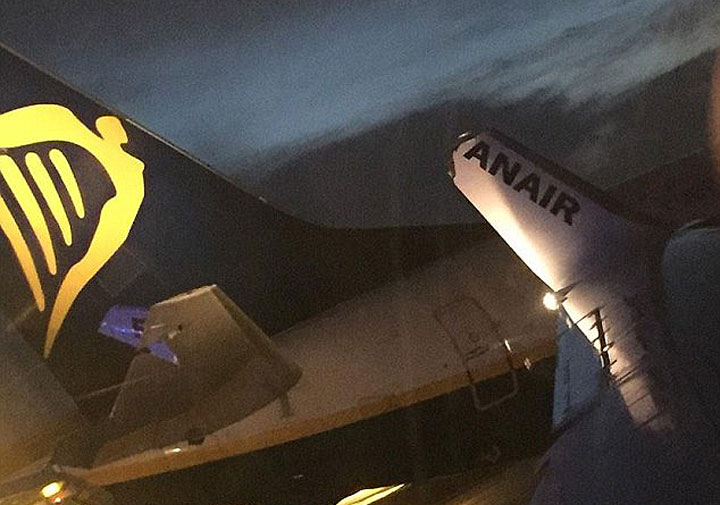 An investigation is being carried out after two Ryanair aircraft "clipped one another" on the runway at Dublin Airport Tuesday morning.