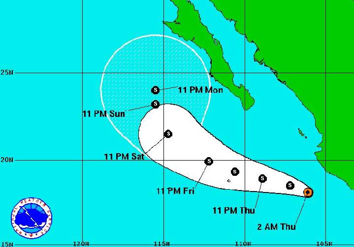 5-day forecast for Tropical Storm Simon.