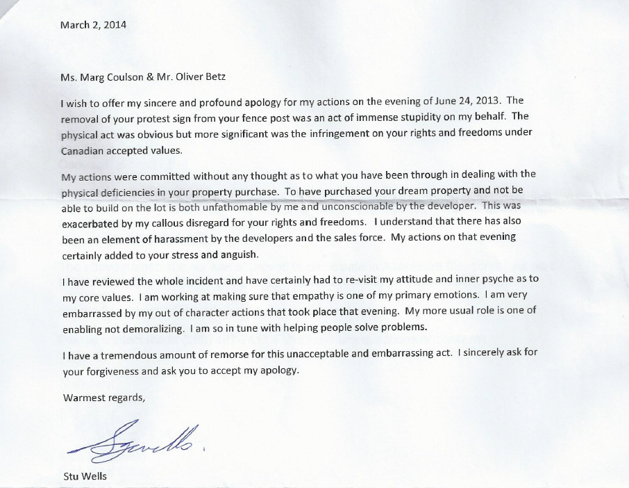 Stu Wells’ apology to Oliver Betz.