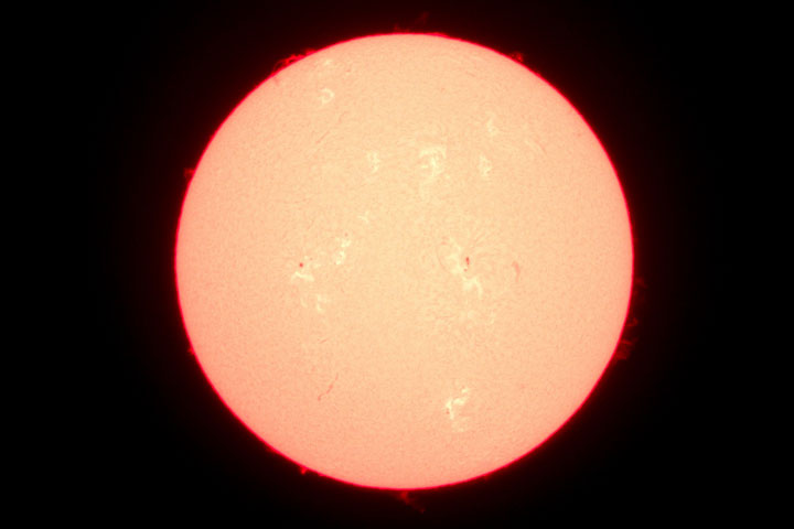An image is of the sun using a special solar telescope.