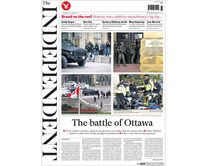 PHOTOS: Newspaper front pages day after Ottawa came under attack - image