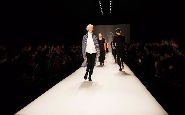 Models wear creations by designer Thomas Balint at World MasterCard Fashion Week in Toronto on Tuesday, October 21, 2014.
