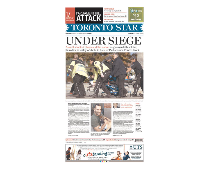 PHOTOS: Newspaper front pages day after Ottawa came under attack - image