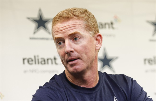 Dallas Cowboys head coach Jason Garrett speaks during a news conference Thursday, October 2, 2014 at the team's headquarters in Irving, Texas. With his coach's backing, C.J. Spillman returned to the Cowboys practice field as he awaits the results of a police investigation into his role in an alleged sexual assault last month at a suburban Dallas hotel. (AP Photo/Tim Sharp).