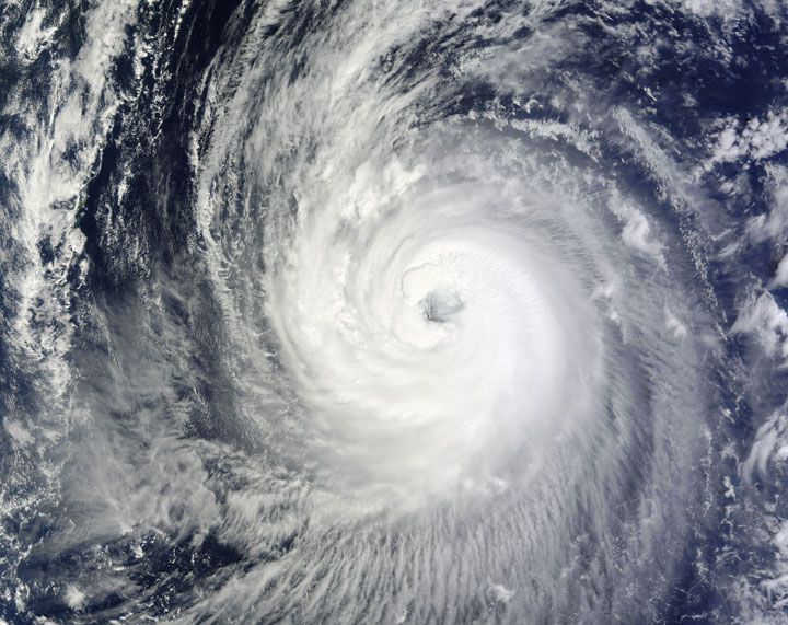 NASA's Terra satellite captured this image of Typhoon Phanfone and its large eye in the western Pacific Ocean on Friday, Oct. 3 at 1:55 UTC.
