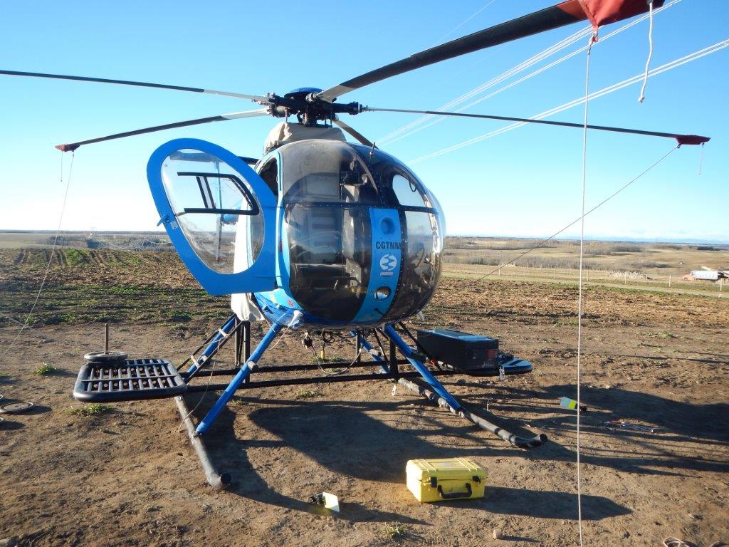 Photo of a helicopter vandalized near Eckville, Alberta. October 20, 2014.