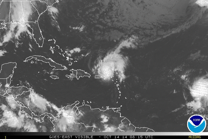 An animation of Hurricane Gonzalo as it passes just north of Puerto Rico.