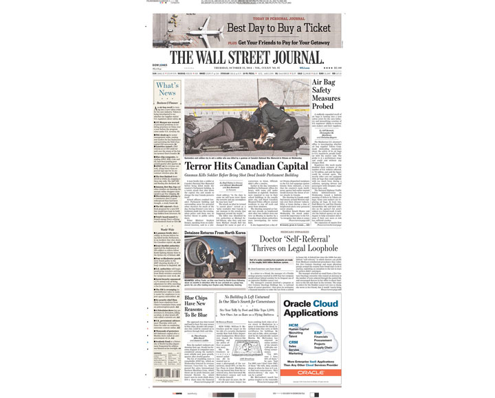 PHOTOS: Newspaper front pages day after Ottawa came under attack - image