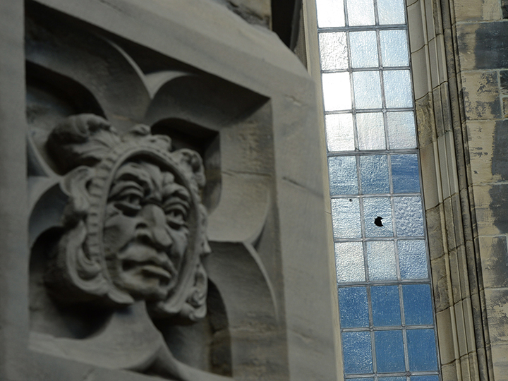 Bullet holes are pictured in a window of the rotunda of the House of Commons in Ottawa on Thursday October 23, 2014. 