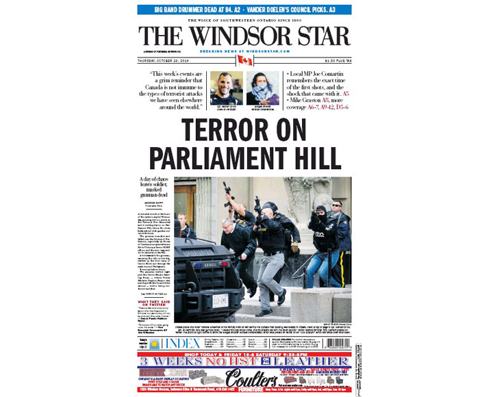 PHOTOS: Newspaper front pages day after Ottawa came under attack - image