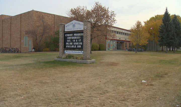 Tense moments at Walter Murray Collegiate Tuesday after staff received a call about an explosive device inside the school.