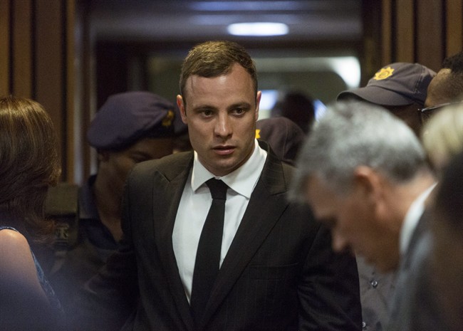 Oscar Pistorius arrives in court in this Oct. 13, 2014 file photo.