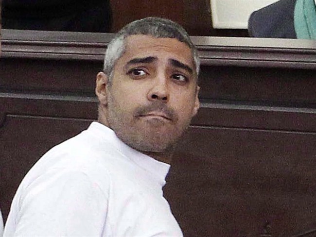 Mohammed Fahmy is pictured in a Cairo courtrrom on March 31, 2014. 