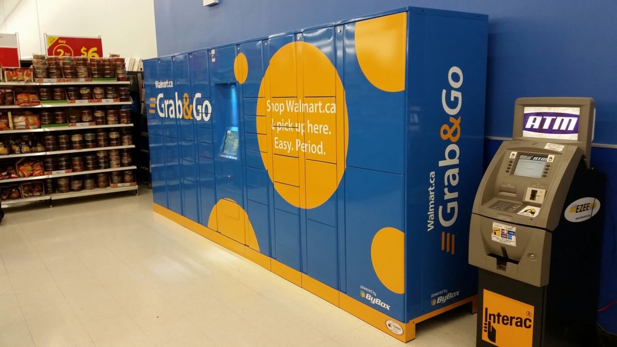Walmart's new "Grab and Go" lockers.