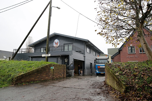 A picture taken on November 16, 2014 shows the exterior of the poultry farm in the village of Hekendorp, where a a strain of bird flu that can jump the species barrier to humans was identified. Dutch authorities banned the transport of poultry throughout the Netherlands after finding the strain. 